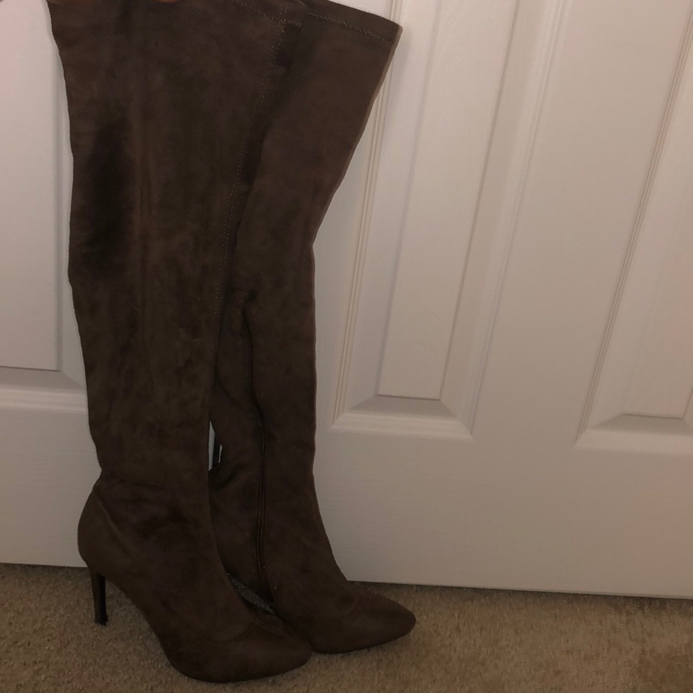 Suede knee high boots
